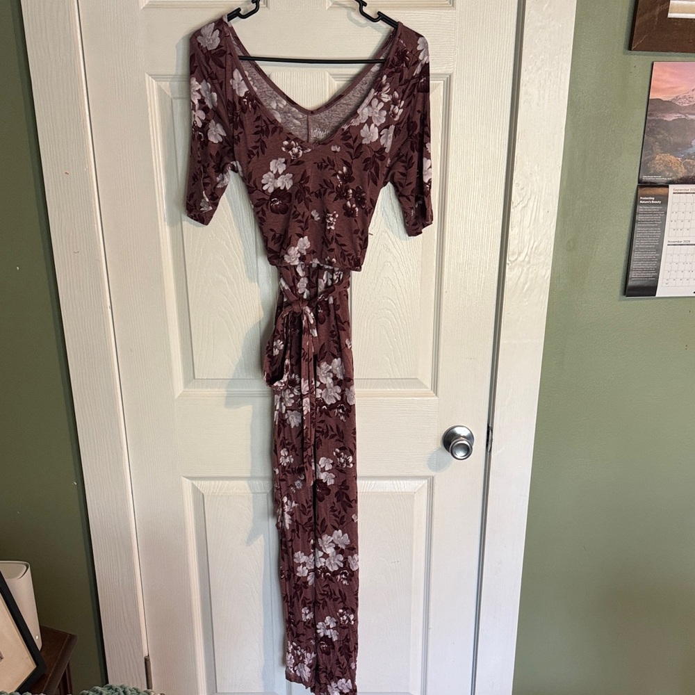 Latched Mama Burgundy Floral Long Sleeve Dress